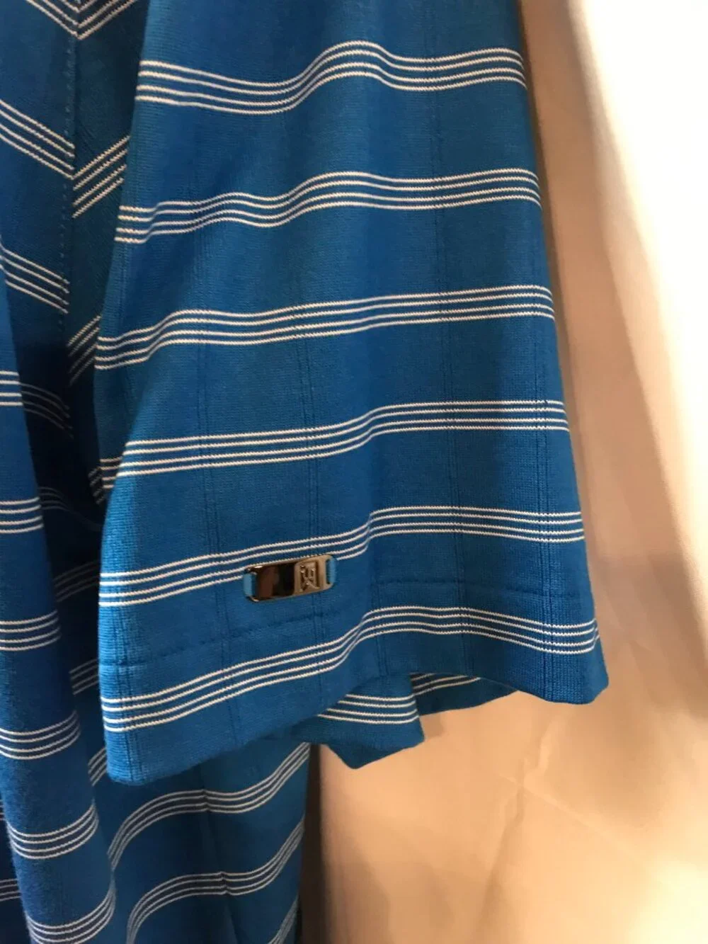 Nike Tiger Woods Collection Blue/White Banded Athletic Sport Cut Polo Shirt